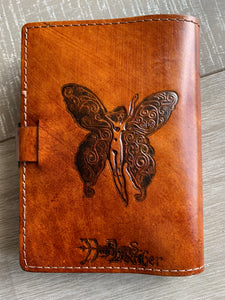 A6 Leather Journal Cover - Celtic Fairy - Brown