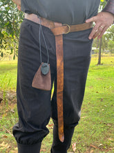 Load image into Gallery viewer, Medieval/Viking Leather Belts with Antique Brass Ring 1.5&quot;
