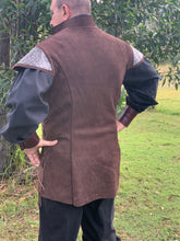 Load image into Gallery viewer, Medieval Suede Tunic or Jerkin with armour &amp; optional Buckle detail
