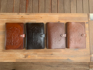 Celtic Leather Journal A5 Individually handmade - Embossed with Sacred Tree - choice of 4 colours