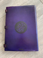Load image into Gallery viewer, A3 Leather Journal Cover - Celtic Horses  - Purple
