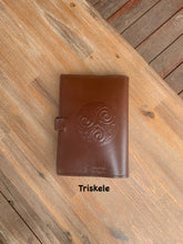 Load image into Gallery viewer, Celtic Leather Journal A5 Individually handmade - Embossed with Sacred Tree - choice of 4 colours
