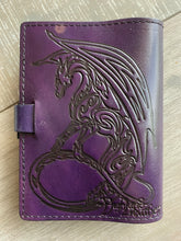 Load image into Gallery viewer, A6 Leather Journal Cover - Celtic Dragon 3 - Purple
