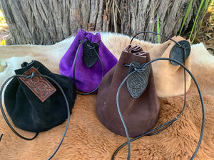 Medieval Suede Leather Pouches Individually handmade - Coin Pouch - Drawstring Pouch