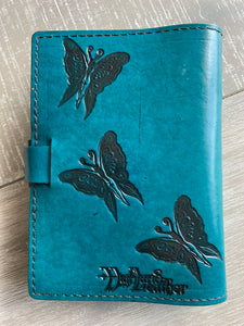 A6 Leather Journal Cover - Celtic Mother Earth - Teal