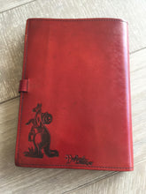 Load image into Gallery viewer, A4 Leather Journal Cover - Bouncing Kangaroos - Red
