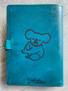 A5 Leather Journal Cover - Australian Koala - Teal