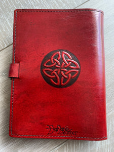 A5 Leather Journal Cover - Celtic Harmony - Red