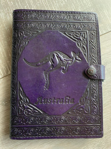 A5 Leather Journal Cover - Australian Kangaroo - Purple