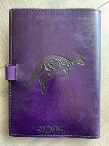 A5 Leather Journal Cover - Australian Kangaroo - Purple