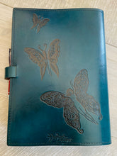 Load image into Gallery viewer, A4 Leather Journal Cover - Celtic Shy Fairy - Green
