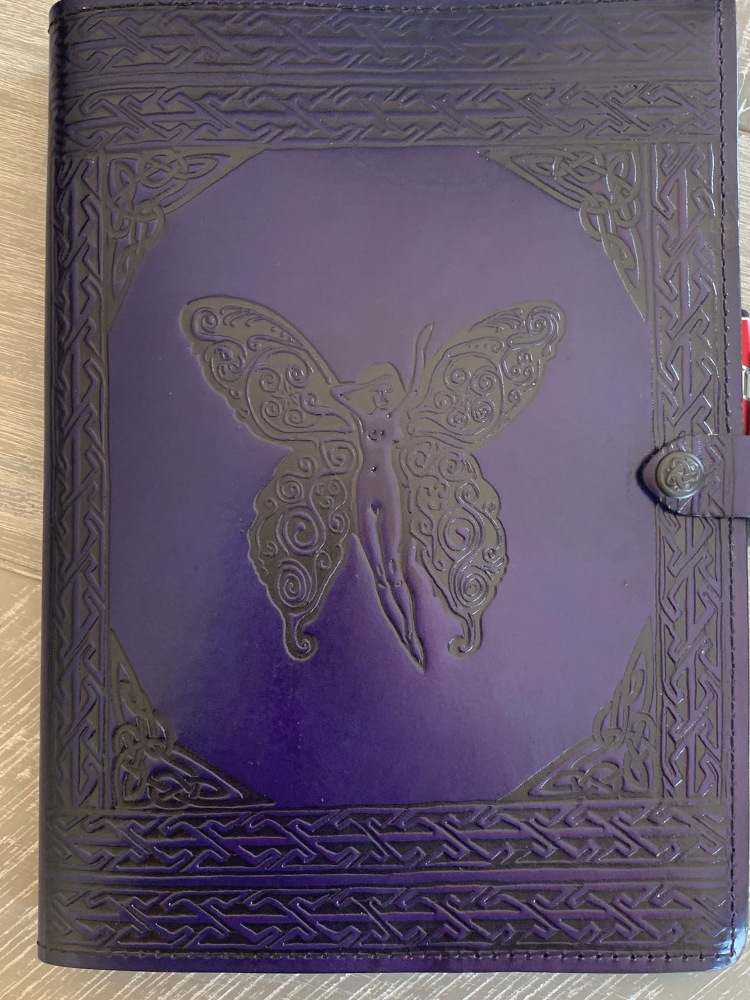 A4 Leather Journal Cover - Celtic Fairy - Purple