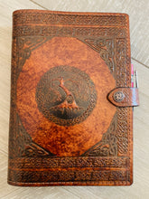 Load image into Gallery viewer, A5 Leather Journal Cover - Celtic Tree of Life with Double Chain of Life Border - Brown

