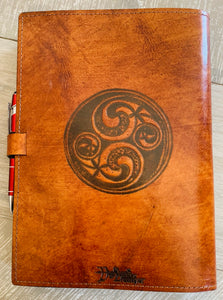 A4 Leather Journal Cover - Celtic Tree of Life - Brown