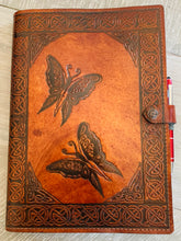 Load image into Gallery viewer, A4 Leather Journal Cover - Celtic Fairies - Brown
