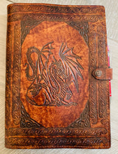 Load image into Gallery viewer, A4 Leather Journal Cover - Celtic Dragon 1 - Brown
