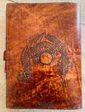 Load image into Gallery viewer, A4 Leather Journal Cover - Celtic Dragon 1 - Brown
