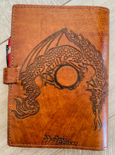Load image into Gallery viewer, A5 Leather Journal Cover - Celtic Dragon 1 - Brown
