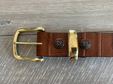 Load image into Gallery viewer, Leather Belt Full Grain - Individually Handmade with Crocodile embossed pattern &amp; removable buckle 1.25&quot;/32mm
