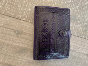 A6 Leather Journal Cover - Celtic Knots - Purple