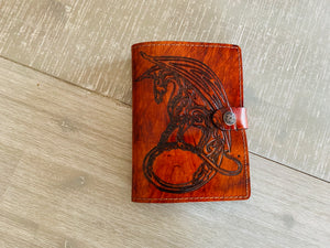 A6 Leather Journal Cover - Celtic Dragon 4 - Brown
