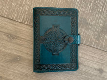 Load image into Gallery viewer, A6 Leather Journal Cover - Celtic Cross - Green
