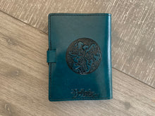 Load image into Gallery viewer, A6 Leather Journal Cover - Celtic Cross - Green
