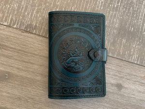 A6 Leather Journal Cover - Celtic Mother Earth - Green