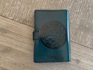 A6 Leather Journal Cover - Celtic Mother Earth - Green