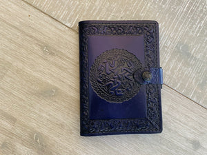A6 Leather Journal Cover - Celtic Mind Body Spirit - Purple