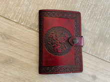 Load image into Gallery viewer, A6 Leather Journal Cover - Celtic Mind Body Spirit - Burgundy
