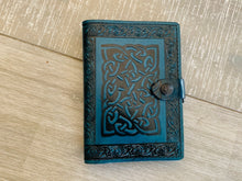 Load image into Gallery viewer, A6 Leather Journal Cover - Celtic Square Knot - Teal
