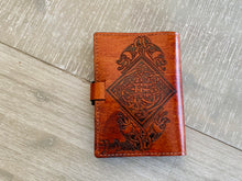Load image into Gallery viewer, A6 Leather Journal Cover - Celtic Shield Knot - Brown
