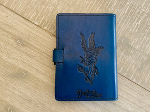 A6 Leather Journal Cover - Celtic Hounds - Blue