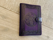 Load image into Gallery viewer, A6 Leather Journal Cover - Celtic Hounds 2 - Purple
