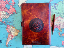 Load image into Gallery viewer, A5 Leather Journal Cover - Celtic Hounds - Brown

