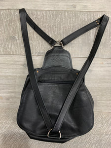Leather Backpack Individually Hand Made -  Black - with swing clasp and adjustable leather strap