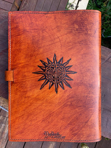 A4 Leather Journal Cover - Celtic Horses - Brown