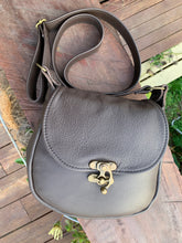 Load image into Gallery viewer, Leather Handbag Individually Handmade - Dark Chocolate Brown - with swing clasp and adjustable Leather strap
