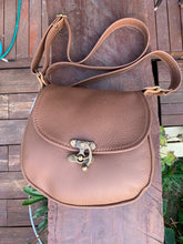 Load image into Gallery viewer, Leather Handbag Individually Handmade - Caramel Fudge Brown - with swing clasp and adjustable Leather strap
