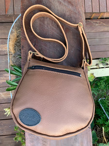 Leather Handbag Individually Handmade - Caramel Fudge Brown - with swing clasp and adjustable Leather strap