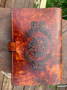 A5 Leather Journal Cover - Celtic Tree of Life - Brown