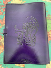 Load image into Gallery viewer, A4 Leather Journal Cover - Celtic Dragon 1 - Purple
