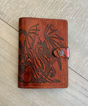 Load image into Gallery viewer, A6 Leather Journal Cover - Celtic Dragon 1 - Brown
