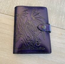 Load image into Gallery viewer, A6 Leather Journal Cover - Celtic Dragon 1 - Purple
