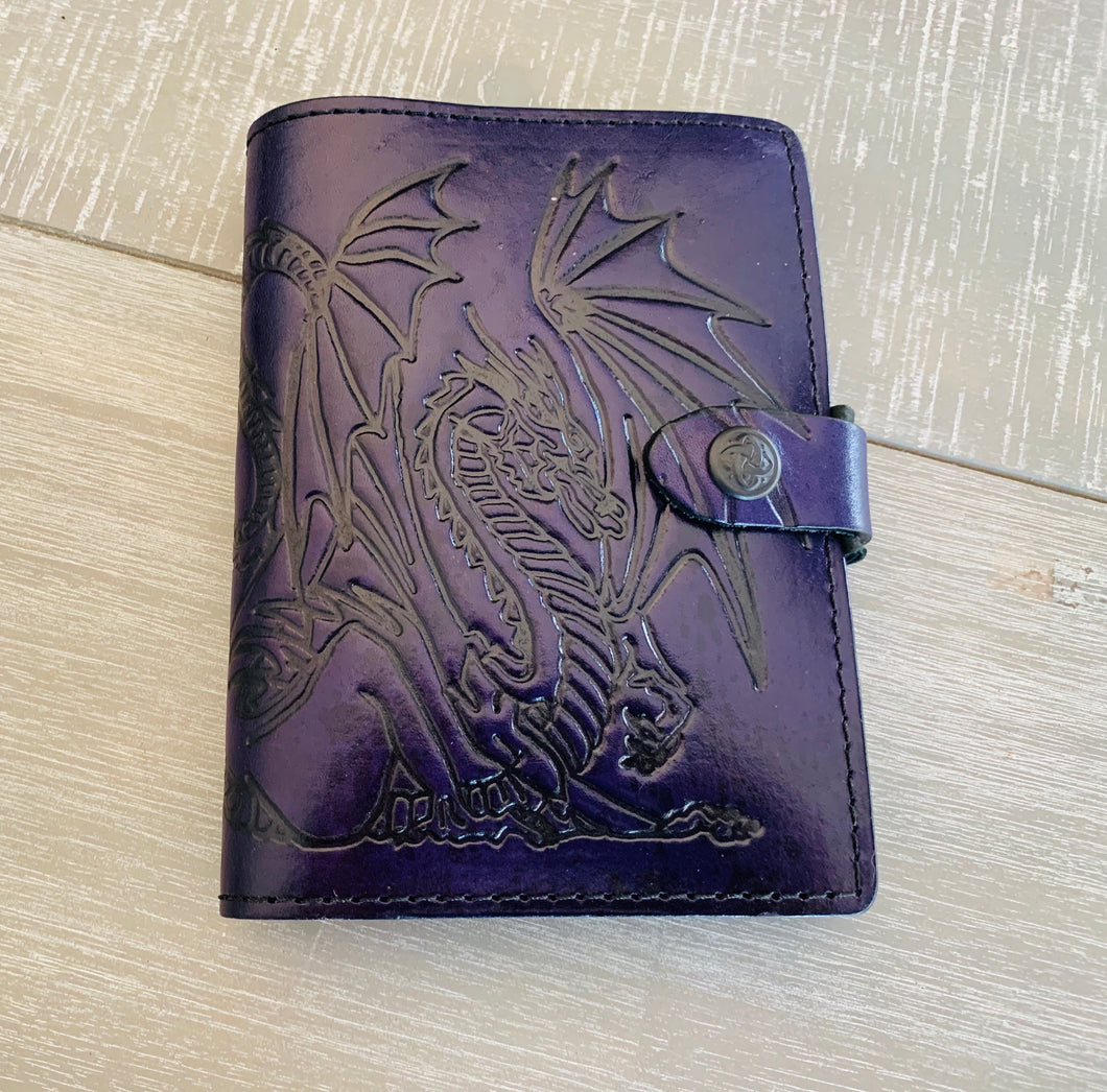 A6 Leather Journal Cover - Celtic Dragon 1 - Purple