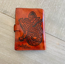 Load image into Gallery viewer, A6 Leather Journal Cover - Celtic Welsh Dragon - Brown
