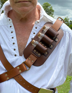 SteamPunk/Medieval Leather Vial holder pouch to attach to a belt