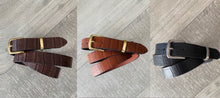 Load image into Gallery viewer, Leather Belt Full Grain - Individually Handmade with Crocodile embossed pattern &amp; removable buckle 1.5&quot;/38mm
