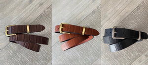 Leather Belt Full Grain - Individually Handmade with Crocodile embossed pattern & removable buckle 1.25"/32mm